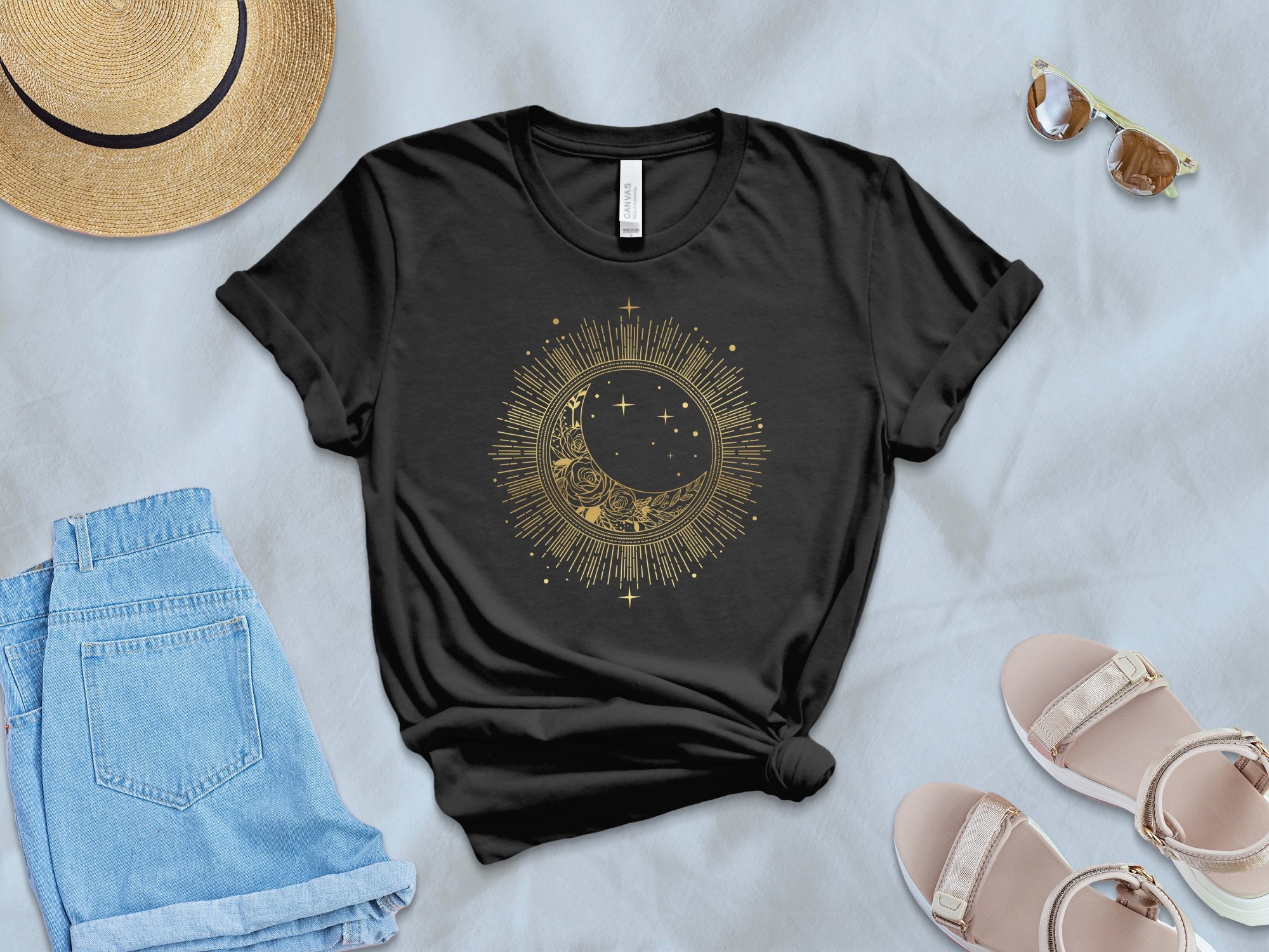 🌙☀️✨ Crescent moon and sunburst