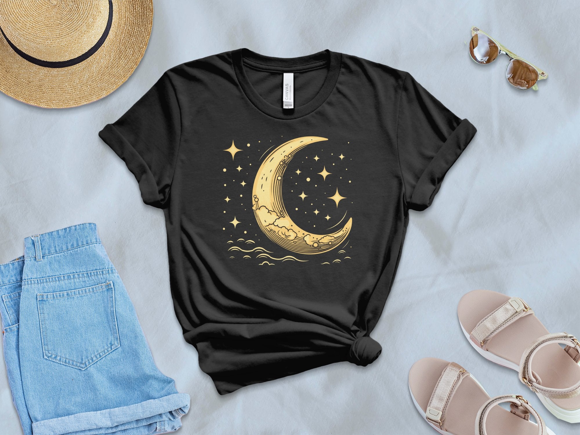 🌙⭐✨ Crescent moon and stars design