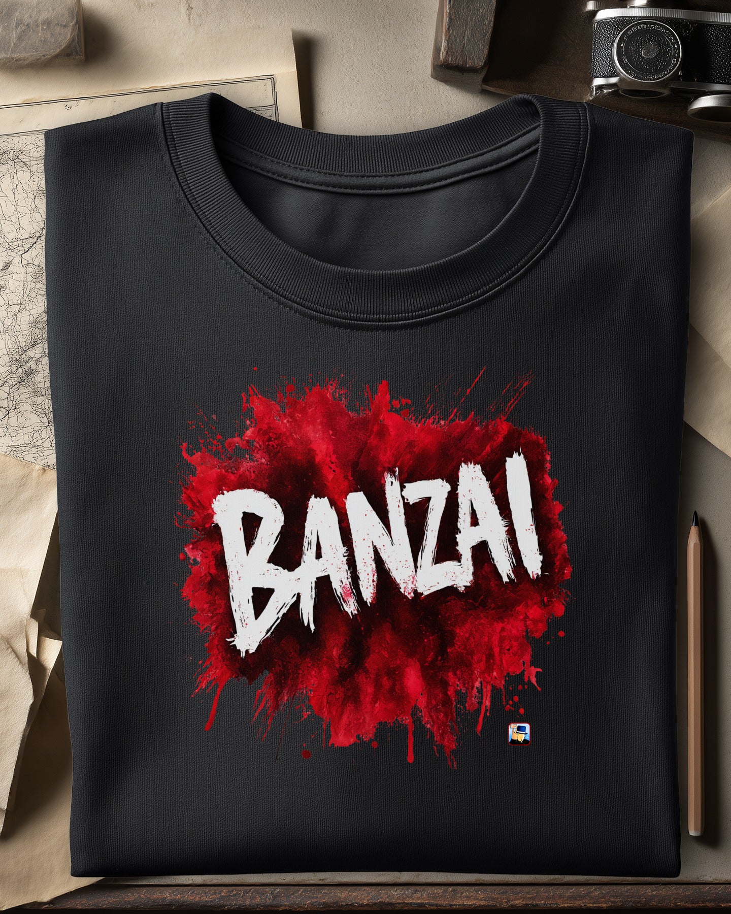 ⚔️🌸🔥 BANZAI Blanco/Rojo (Frente) + Bonsái Upppsss! (Espalda)