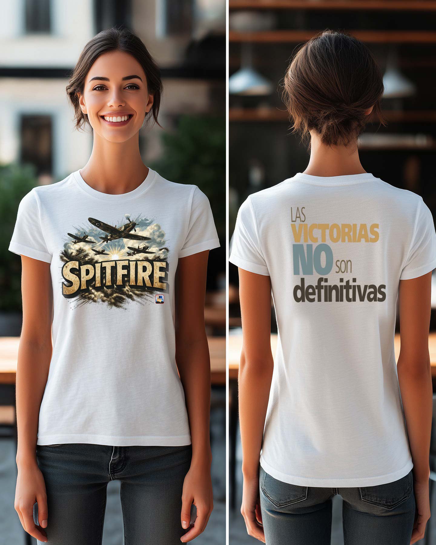 ✈️🔥🇬🇧 SPITFIRE Vintage (Frente) + Las victorias no son definitivas (Espalda)