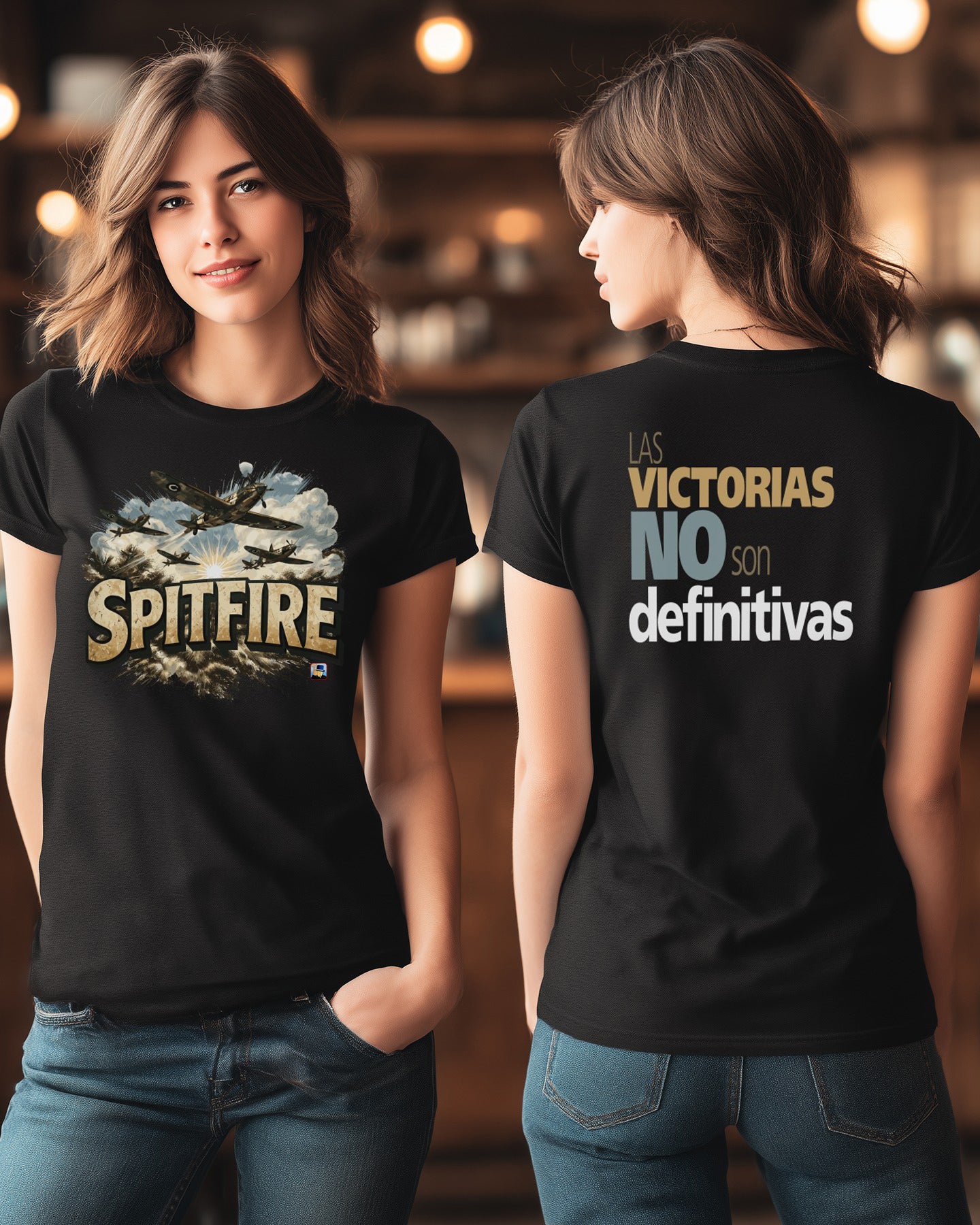 ✈️🔥🇬🇧 SPITFIRE Vintage (Frente) + Las victorias no son definitivas (Espalda)
