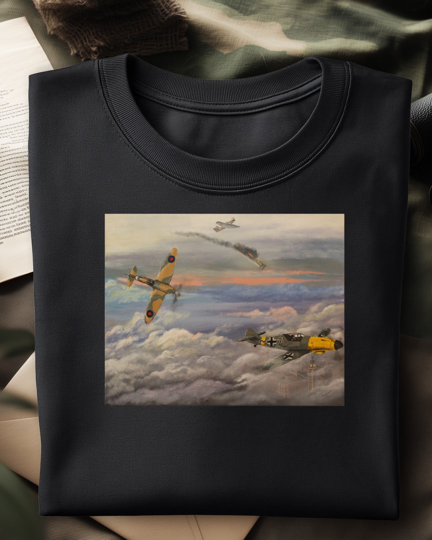 ✈️🌥️🔥 Pinturas WWII: Batalla de Inglaterra (Frente) + Nunca nos rendiremos (Espalda)