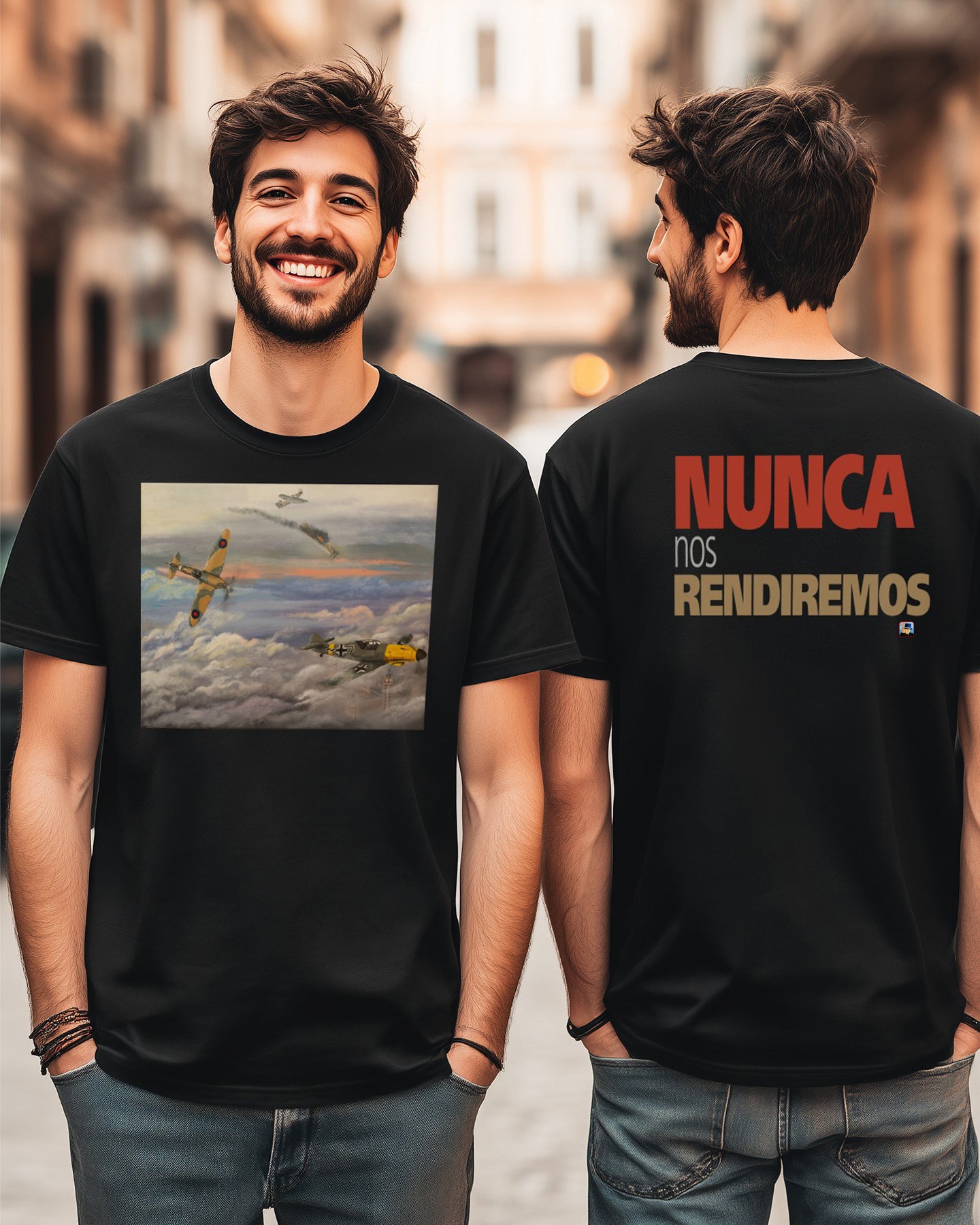 ✈️🌥️🔥 Pinturas WWII: Batalla de Inglaterra (Frente) + Nunca nos rendiremos (Espalda)