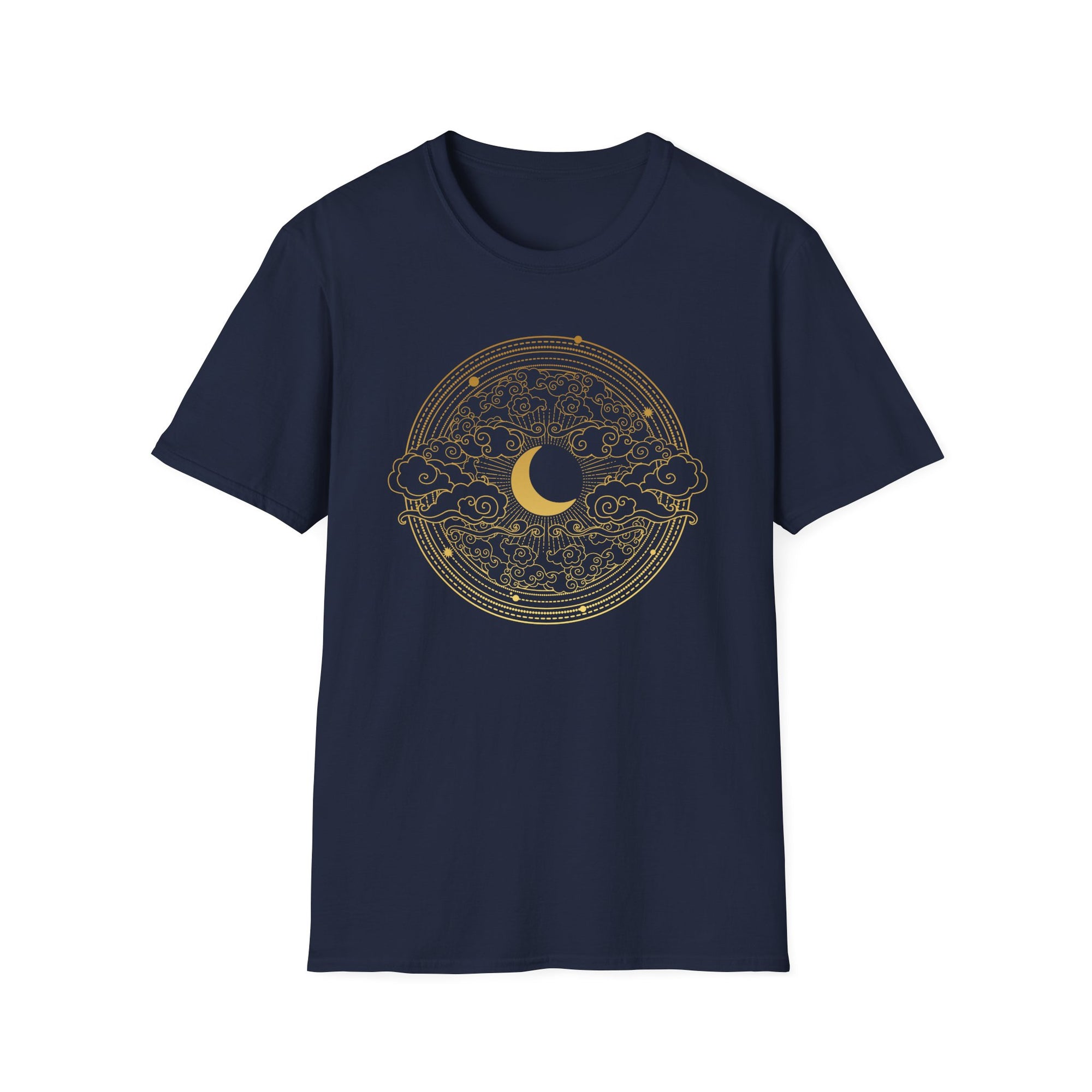 🌙☁️✨ Golden crescent moon and swirling cloud