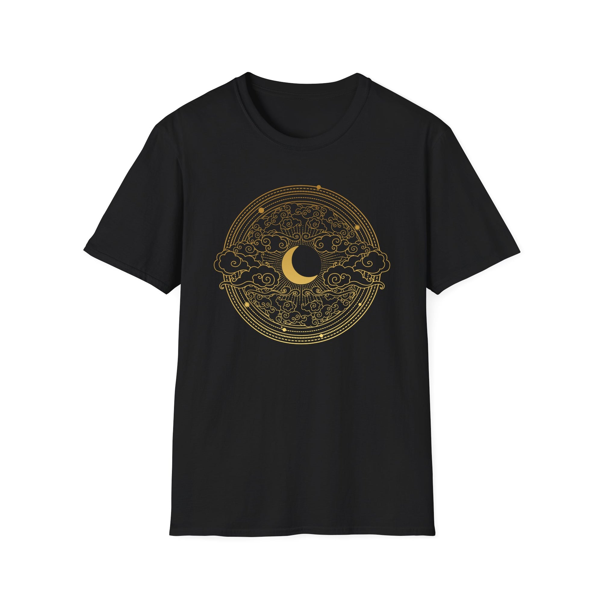 🌙☁️✨ Golden crescent moon and swirling cloud