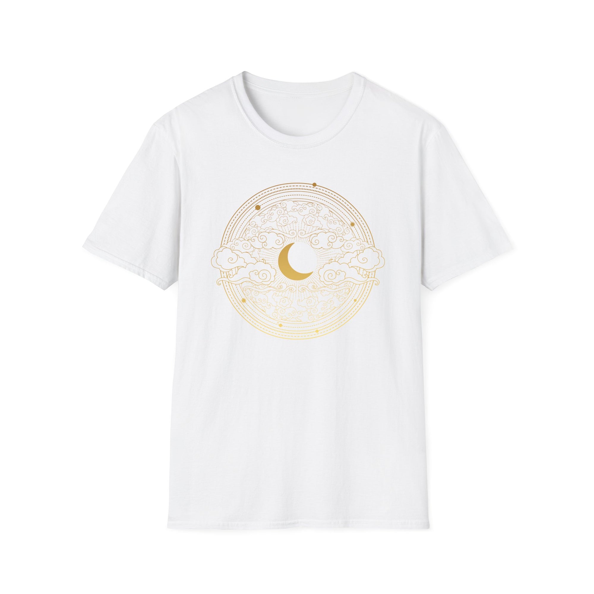 🌙☁️✨ Golden crescent moon and swirling cloud